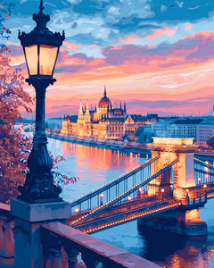 Diamond Painting - Broderie Diamant - Budapest 40x50cm toile tendue sur châssis