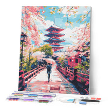 Charger l'image dans la galerie, Broderie Diamant - Kyoto en fleurs 40x50cm toile tendue sur châssis
