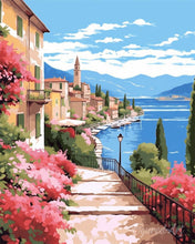 Charger l'image dans la galerie, Diamond Painting - Broderie Diamant - lac de Côme en fleurs 40x50cm toile tendue sur châssis