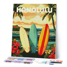 Charger l'image dans la galerie, Broderie Diamant - Affiche de voyage Honolulu