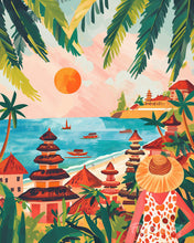 Charger l'image dans la galerie, Diamond Painting - Broderie Diamant - Bali au coucher du soleil 40x50cm toile tendue sur châssis
