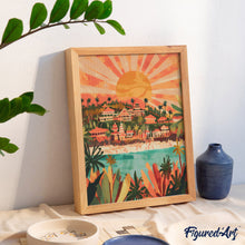 Charger l'image dans la galerie, Broderie Diamant - Lever de soleil à Bali 40x50cm toile tendue sur châssis