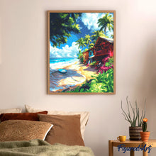 Charger l'image dans la galerie, Broderie Diamant - Village de surf 40x50cm toile tendue sur châssis