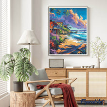 Charger l'image dans la galerie, Broderie Diamant - Maisons en bord de plage 40x50cm toile tendue sur châssis