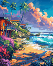 Charger l'image dans la galerie, Diamond Painting - Broderie Diamant - Maisons en bord de plage 40x50cm toile tendue sur châssis