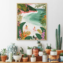 Charger l'image dans la galerie, Broderie Diamant - Baie tropicale 40x50cm toile tendue sur châssis