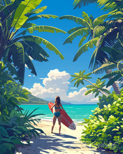 Charger l'image dans la galerie, Diamond Painting - Broderie Diamant - Paradis tropical du surf 40x50cm toile tendue sur châssis