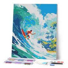 Charger l'image dans la galerie, Broderie Diamant - Surf à Hawaï 40x50cm toile tendue sur châssis