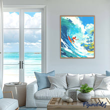 Charger l'image dans la galerie, Broderie Diamant - Surf à Hawaï 40x50cm toile tendue sur châssis