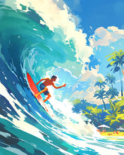 Charger l'image dans la galerie, Diamond Painting - Broderie Diamant - Surf à Hawaï 40x50cm toile tendue sur châssis