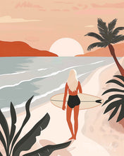 Charger l'image dans la galerie, Diamond Painting - Broderie Diamant - Promenade sur la plage au coucher du soleil 40x50cm toile tendue sur châssis