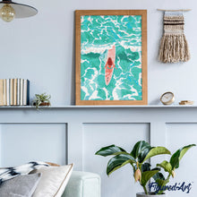 Charger l'image dans la galerie, Broderie Diamant - Fille parmi les vagues 40x50cm toile tendue sur châssis