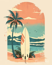 Charger l'image dans la galerie, Diamond Painting - Broderie Diamant - Planche de surf sur la plage 40x50cm toile tendue sur châssis