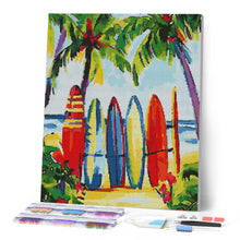 Charger l'image dans la galerie, Broderie Diamant - Planche de surf colorées 40x50cm toile tendue sur châssis