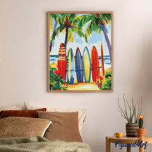 Charger l'image dans la galerie, Broderie Diamant - Planche de surf colorées 40x50cm toile tendue sur châssis