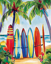 Charger l'image dans la galerie, Diamond Painting - Broderie Diamant - Planche de surf colorées 40x50cm toile tendue sur châssis