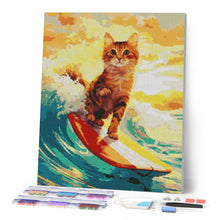 Charger l'image dans la galerie, Broderie Diamant - Chat surfeur