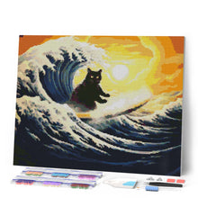 Charger l'image dans la galerie, Broderie Diamant - La Grande Vague du Chat Noir 40x50cm toile tendue sur châssis