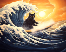 Charger l&#39;image dans la galerie, Diamond Painting - Broderie Diamant - La Grande Vague du Chat Noir