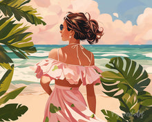 Charger l'image dans la galerie, Diamond Painting - Broderie Diamant - Jolie fille au bord de la mer 40x50cm toile tendue sur châssis