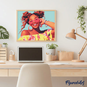 Broderie Diamant - Rire éclatant 40x50cm toile tendue sur châssis