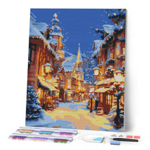 Charger l'image dans la galerie, Broderie Diamant - Village Illuminé de Noël 40x50cm toile tendue sur châssis