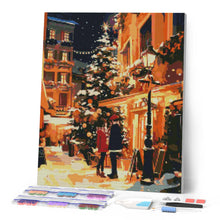Charger l'image dans la galerie, Broderie Diamant - Couple en Ville à Noël 40x50cm toile tendue sur châssis