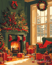 Charger l'image dans la galerie, Diamond Painting - Broderie Diamant - Feu de Cheminée à Noël 40x50cm toile tendue sur châssis