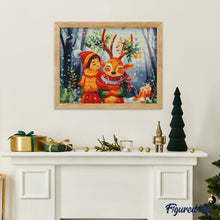 Charger l'image dans la galerie, Broderie Diamant - Amis de la Forêt de Noël 40x50cm toile tendue sur châssis