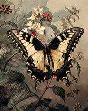 Charger l&#39;image dans la galerie, Diamond Painting - Broderie Diamant - Machaon et Fleurs blanches