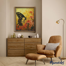 Charger l'image dans la galerie, Broderie Diamant - Machaon et Fleurs orangées