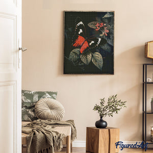 Broderie Diamant - Papillon Moneta Longwing et Feuillage