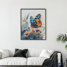 Charger l'image dans la galerie, Broderie Diamant - Papillon et Fleurs 40x50cm toile tendue sur châssis