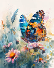Charger l'image dans la galerie, Diamond Painting - Broderie Diamant - Papillon et Fleurs 40x50cm toile tendue sur châssis