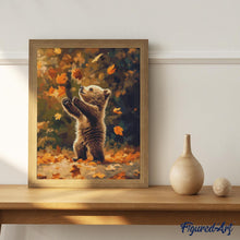 Charger l'image dans la galerie, Broderie Diamant - Ourson et feuilles tombantes