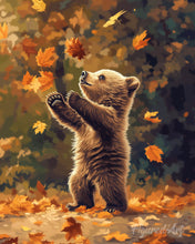 Charger l'image dans la galerie, Diamond Painting - Broderie Diamant - Ourson et feuilles tombantes