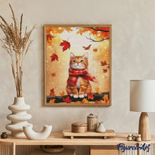 Charger l&#39;image dans la galerie, Broderie Diamant - Chat douillet en Automne