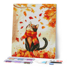 Charger l'image dans la galerie, Broderie Diamant - Chat joueur en Automne