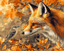 Charger l'image dans la galerie, Diamond Painting - Broderie Diamant - Renard et oiseau en Automne 40x50cm toile tendue sur châssis