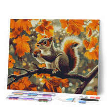Charger l'image dans la galerie, Broderie Diamant - Écureuil en Automne 40x50cm toile tendue sur châssis