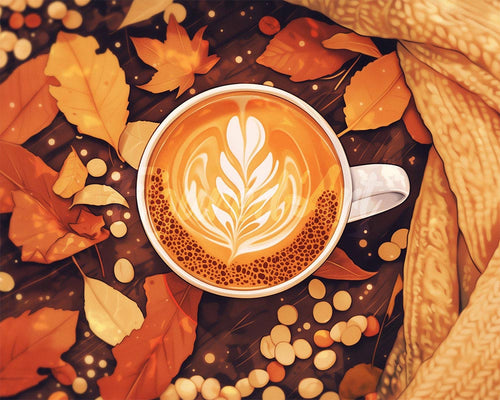 Diamond Painting - Broderie Diamant - Café au lait en Automne