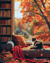 Charger l'image dans la galerie, Diamond Painting - Broderie Diamant - Vue du Chat en Automne 40x50cm toile tendue sur châssis