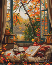 Charger l'image dans la galerie, Diamond Painting - Broderie Diamant - Lecture cosy en Automne 40x50cm toile tendue sur châssis