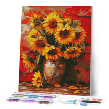 Charger l'image dans la galerie, Broderie Diamant - Vase de tournesols automnal 40x50cm toile tendue sur châssis