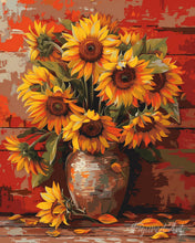 Charger l'image dans la galerie, Diamond Painting - Broderie Diamant - Vase de tournesols automnal 40x50cm toile tendue sur châssis