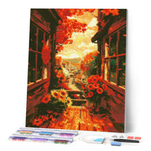 Charger l'image dans la galerie, Broderie Diamant - Vue de balcon en Automne