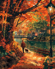 Charger l&#39;image dans la galerie, Diamond Painting - Broderie Diamant - Promenade du chien en Automne