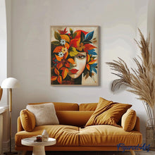 Charger l&#39;image dans la galerie, Broderie Diamant - Visage floral d&#39;Automne inspiré de Picasso 40x50cm toile tendue sur châssis