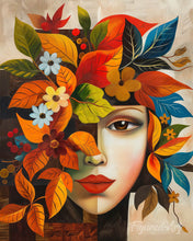Charger l'image dans la galerie, Diamond Painting - Broderie Diamant - Visage floral d'Automne inspiré de Picasso 40x50cm toile tendue sur châssis