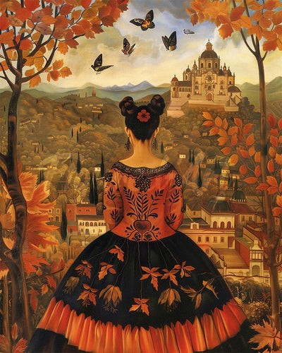 Diamond Painting - Broderie Diamant - Femme en Automne inspirée de Frida Kahlo